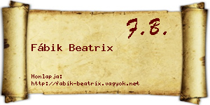 Fábik Beatrix névjegykártya